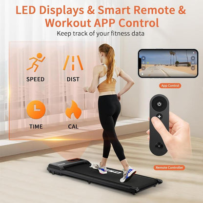 YEMSD 2.25HP Walking Pad Treadmill with LED Display and Remote Control – Compact under Desk Treadmill for Home and Office Use