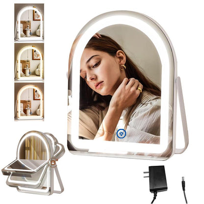 Illuminate Your Beauty: 11"×14" Arched LED Vanity Mirror with 3 Dimmable Light Modes and 360° Rotation