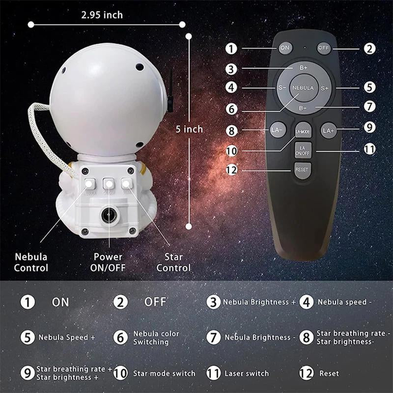 【Christmas Gift】Astronaut Galaxy Star Projector Starry Night Light - Starry Nebula Ceiling Projection Lamp with 8 Modes, Remote and 360° Adjustable, Gift for Kids Adults for Bedroom Decor Aesthetic USB Rechargeable