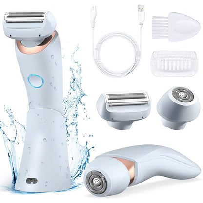 Women's Electric Shaver - Rechargeable Razor for Bikini, Legs & Underarms - Cordless Wet/Dry Trimmer with Detachable Head - Safe & Precise Grooming