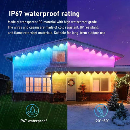 Outdoor String Light, RGB Eaves Light with APP Control Remote, DIY Scene Modes IP67 Waterproof Outdoor under Eave Lighting for Outdoor Decor, House, Party, Holiday